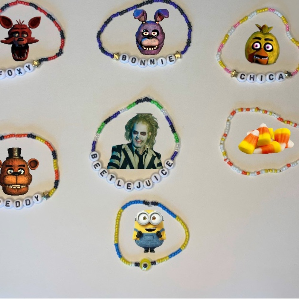 Colorful Character Halloween Bead Bracelets Set